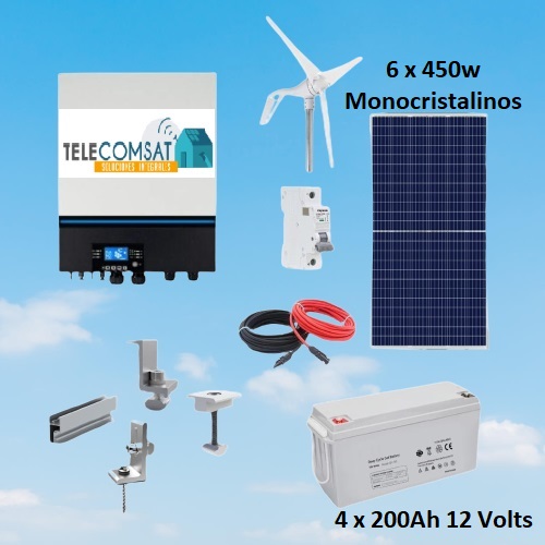 Kit Híbrido Solar Eólico – – 8.000 Watts MPPT Alta Eficiencia – 450w |